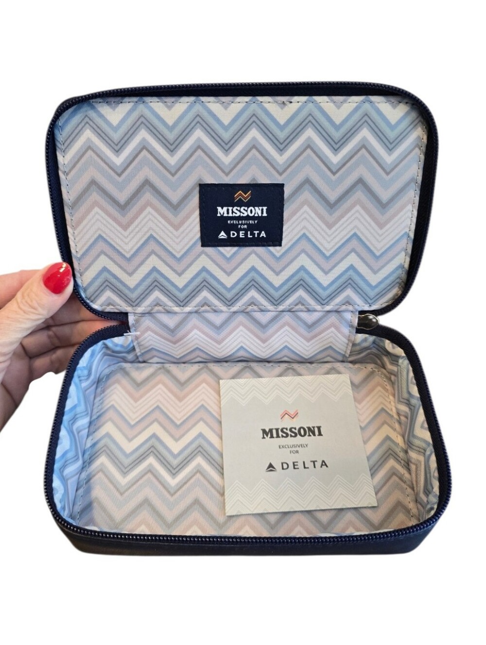 Missoni X Delta Travel Navy Blue Faux Leather Toiletry Case